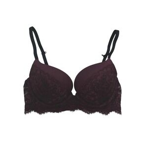 La Senza Women's Beyond Sexy Deep Plum Lace Push Up Bra 32C